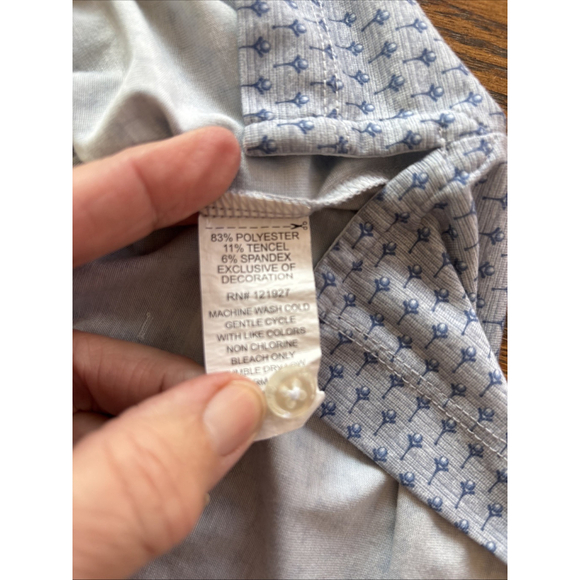 Johnnie O Polo Shirt Mens 2XL XXL Blue All Over Print Golf Performance Top Shelf - Picture 3 of 8